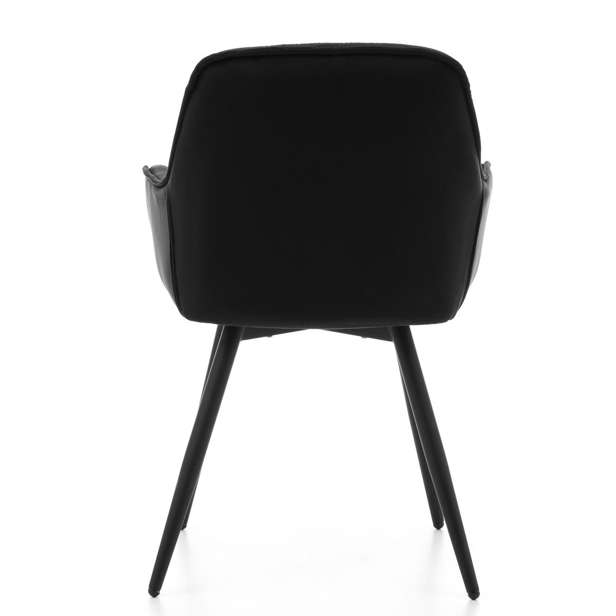 STUHL SIENA gepolstert mit Steppung - schwarz schwarze Beine - Samt Velours - Schwarz, Textil/Metall (58/87/61cm) - NEW HOME