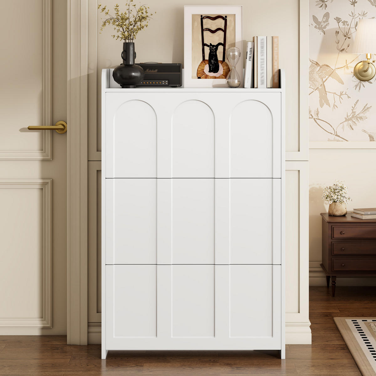 SCHUHSCHRANK aus MDF 70x25x120cm in Weiß mit 6 Fächern - Weiß, Holzwerkstoff (70/102/25cm) - Modfu