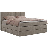 BOXSPRINGOVÁ POSTEĽ INERO KING 180/200 - Sivobéžová Štruktúrovaná látka - Topper Visco - H4 (tvrdý) - čierna/sivobéžová, textil/plast (180/200cm) - MKS