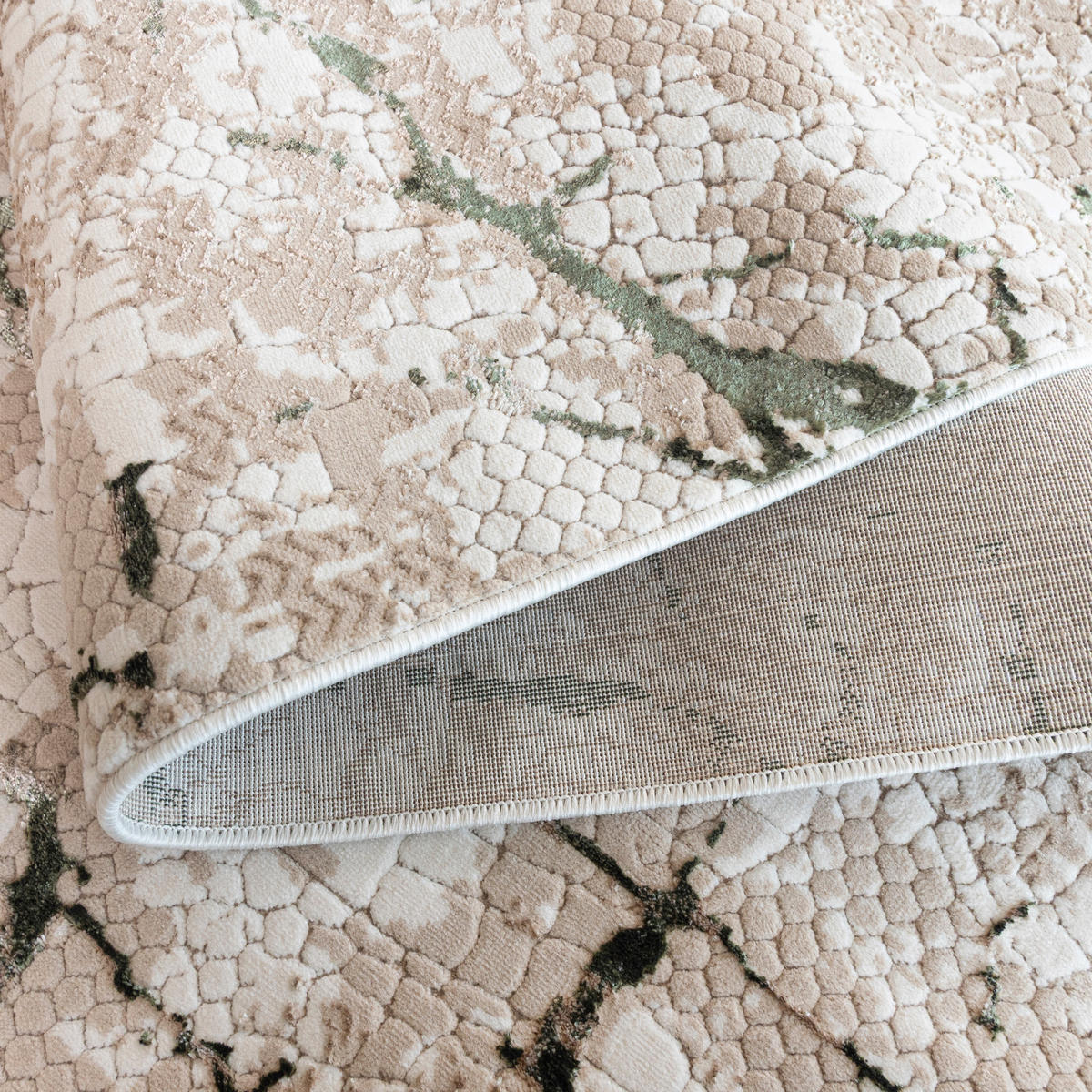 MAZOVIA TEPPICH NW01A - Beige, Ecru, Grün - 80 x 150 cm - Ecru/Beige, Textil (80/150cm) - Mazovia