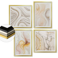 WANDBILDER 4er Set - 50x50 cm & 40x60 cm Goldrahmen - Abstrakte warme Muster - Goldfarben, Kunststoff (50/50cm) - ArtPrintCave