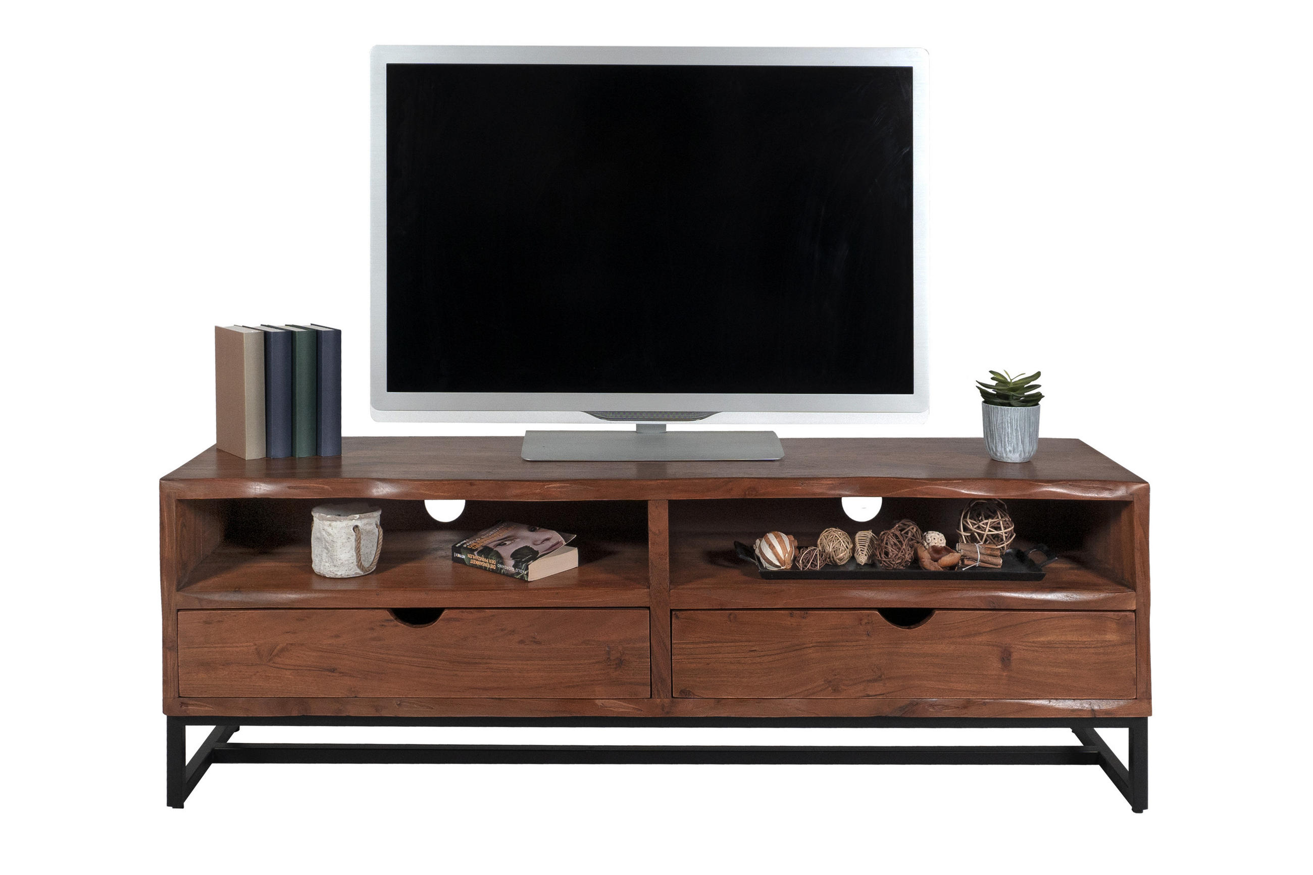 LOWBOARD SUKHOTHAI - Schwarz/Braun, Holz/Metall (160/50/40cm) - SAM