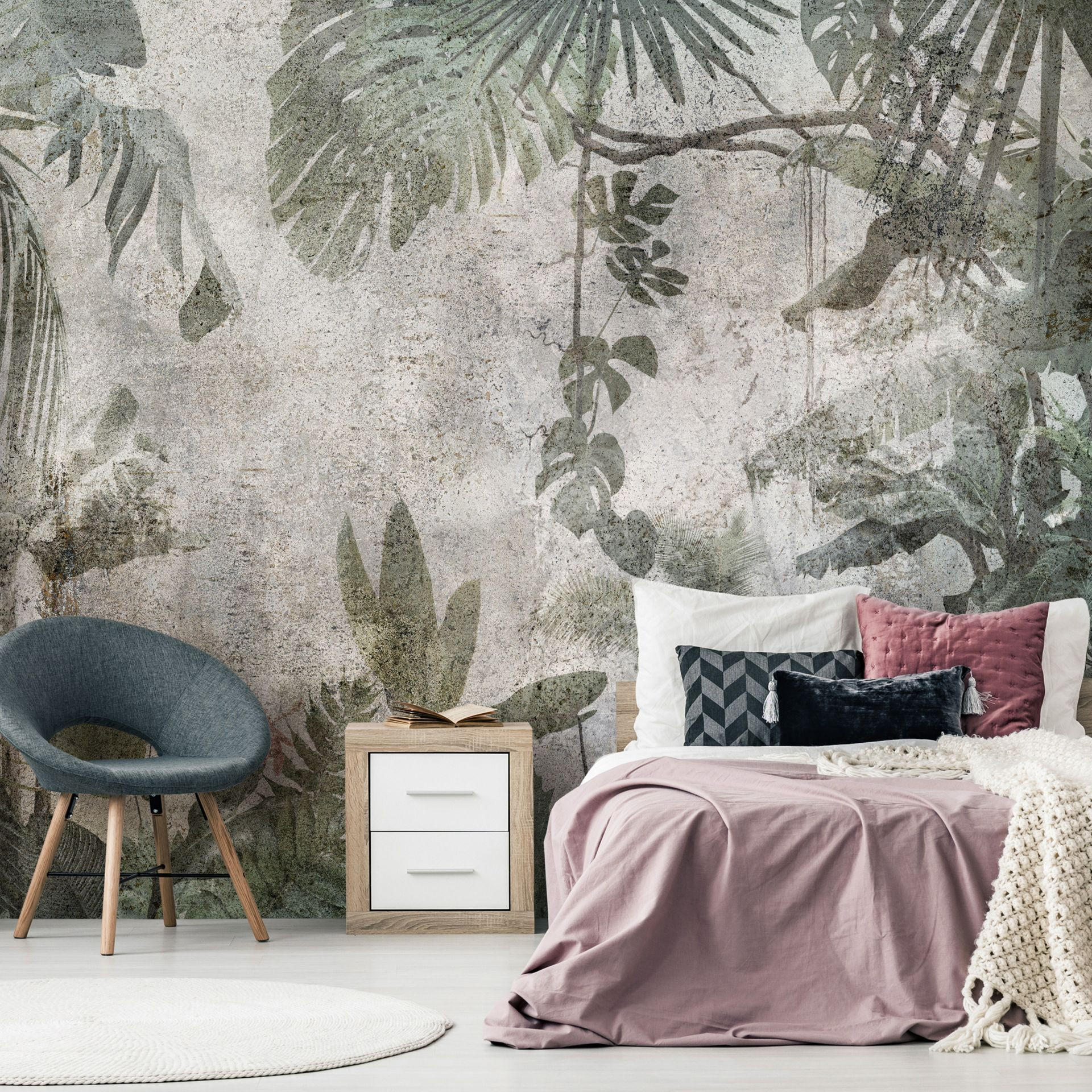 VLIESTAPETE Grün 400/280 cm - Grau/Grün, Textil (400/1cm) - KUNSTLOFT