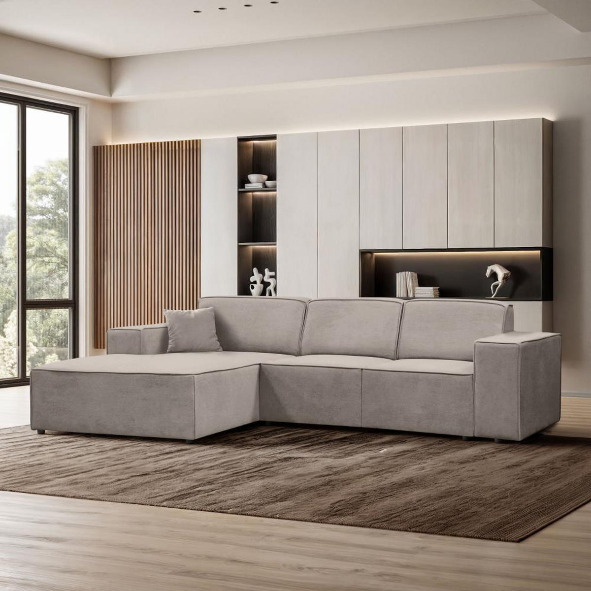 ECKSOFA ohne Schlaffunktion Pedro L cappuccino links - Schwarz/Cappuccino, Kunststoff/Textil (267/170cm) - Beautysofa