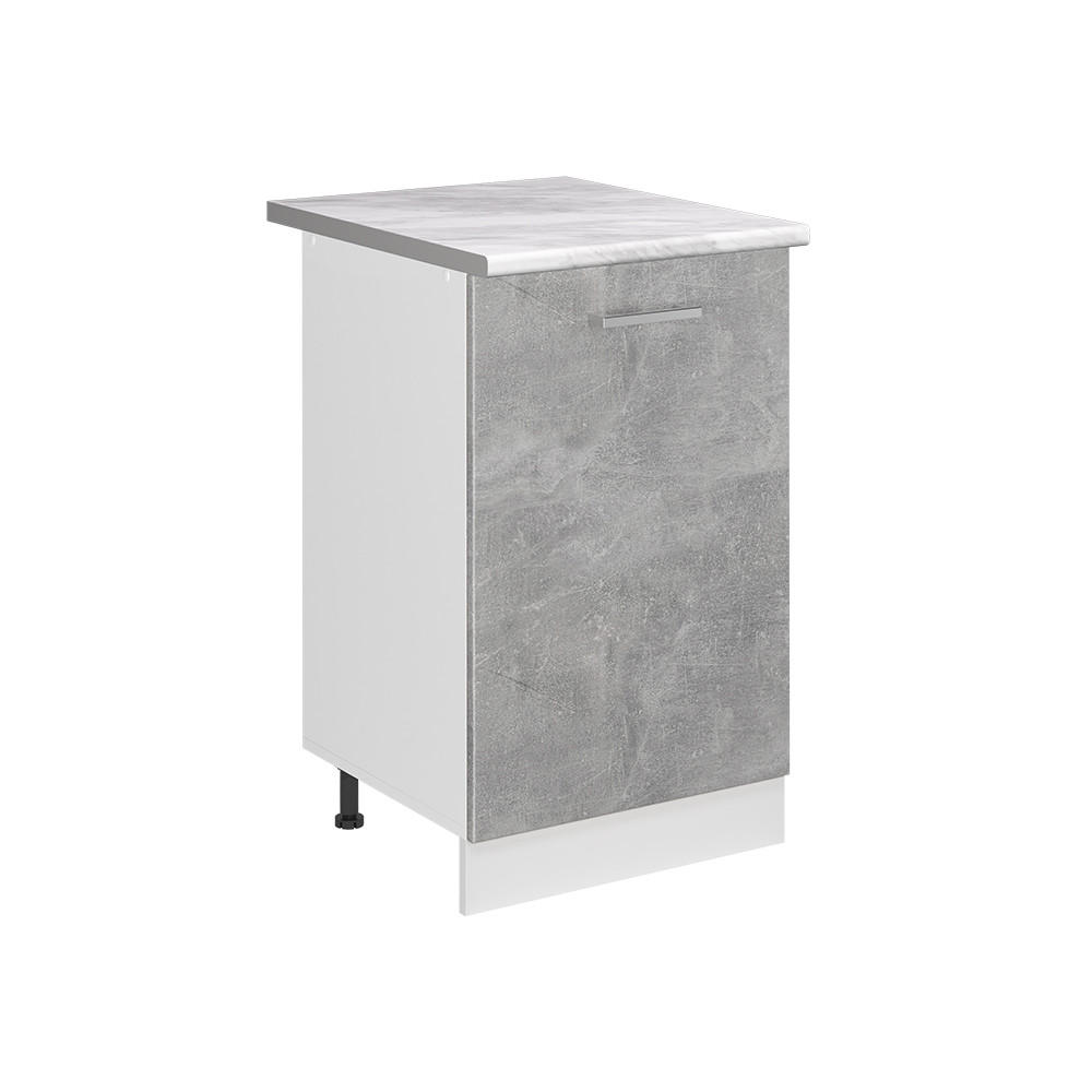 KÜCHENUNTERSCHRANK R-Line, Beton/Weiß, 50 cm Arbeitsplatte Marmor - Weiß/Grau, Holzwerkstoff (50/81.6/60cm) - Vicco