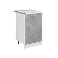 KÜCHENUNTERSCHRANK R-Line, Beton/Weiß, 50 cm Arbeitsplatte Marmor - Weiß/Grau, Holzwerkstoff (50/81.6/60cm) - Vicco