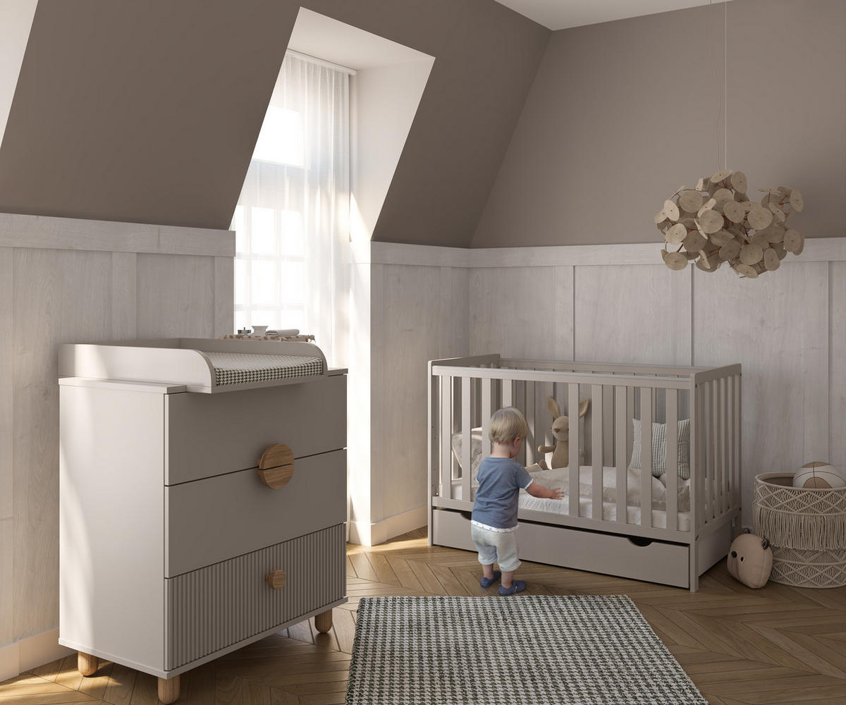 BABYBETT Lio mit Matratze und Schublade - Mintgrün, Holzwerkstoff (60/120cm) - kiki design