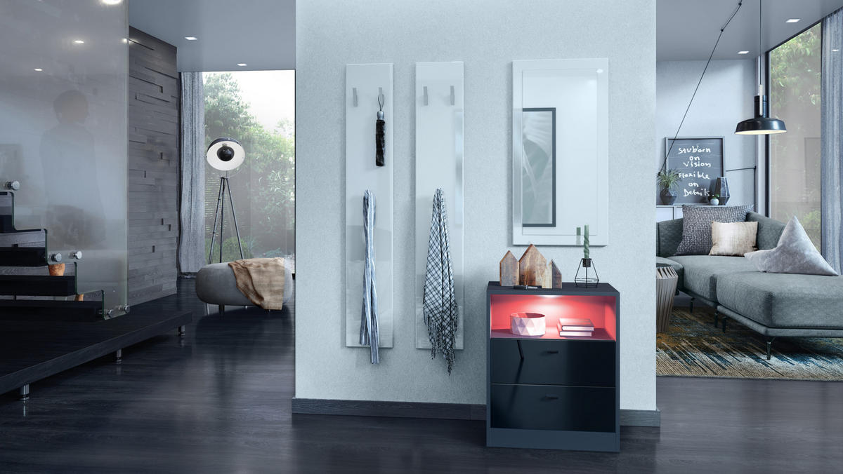 KOMMODE Pino Fronten in Schwarz Hochglanz - Schwarz Hochglanz, Holzwerkstoff (56/67.5/36cm) - Vladon