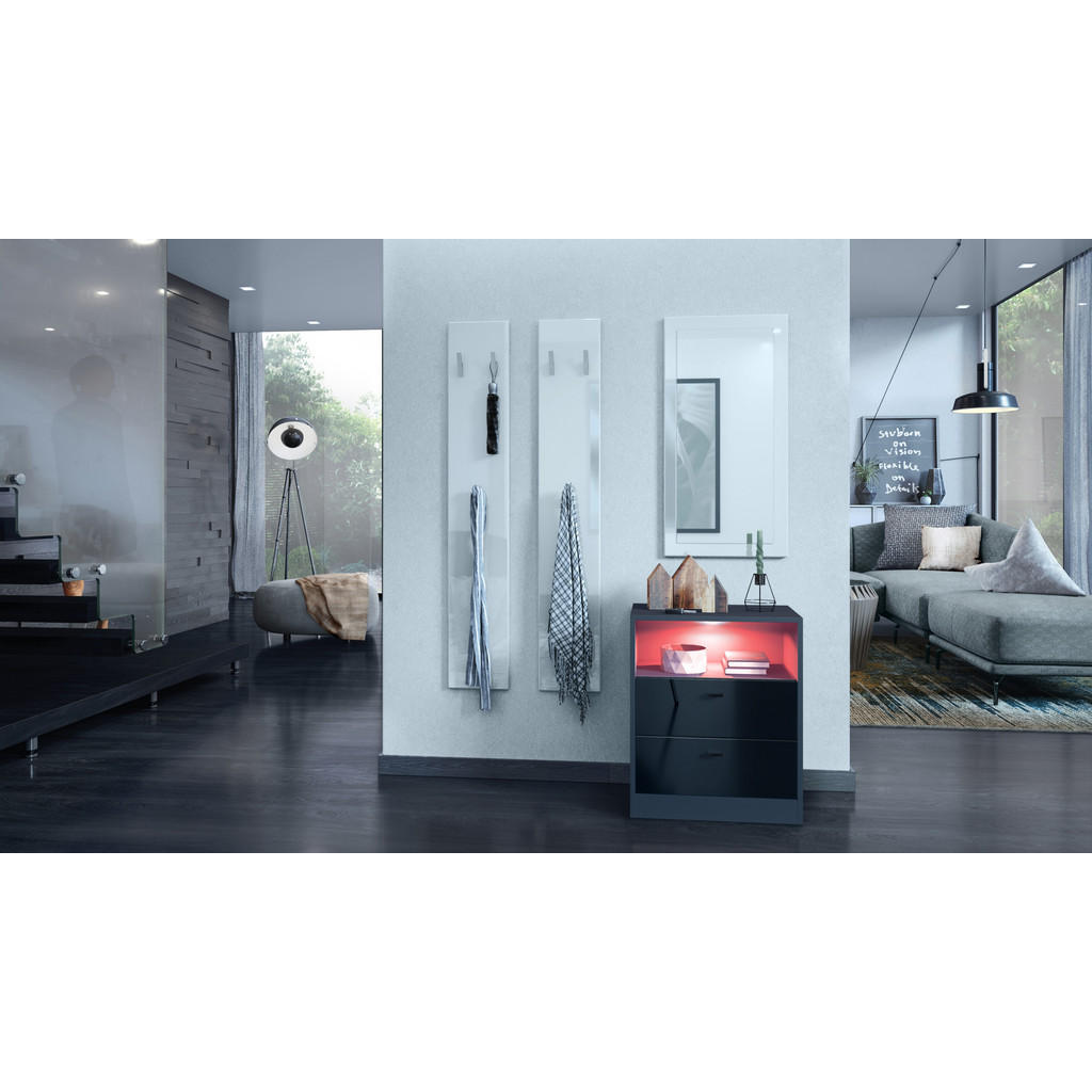 Thumbnail - Vladon Kommode, Schwarz Hochglanz, Holzwerkstoff, 56x67.5x36 cm, Wohnzimmer, Kommoden & Sideboards, Kommoden