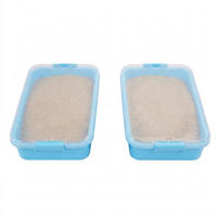 SANDLÅDA Ljusblå 2-pack med lock - Ljusblå, Plast (25/38/8cm) - Relaxdays