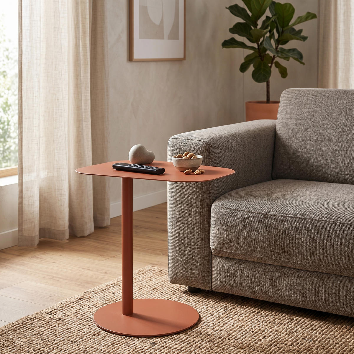 BEISTELLTISCH Nastätten - Dunkelbraun, Metall (38/50/50cm) - [en.casa]