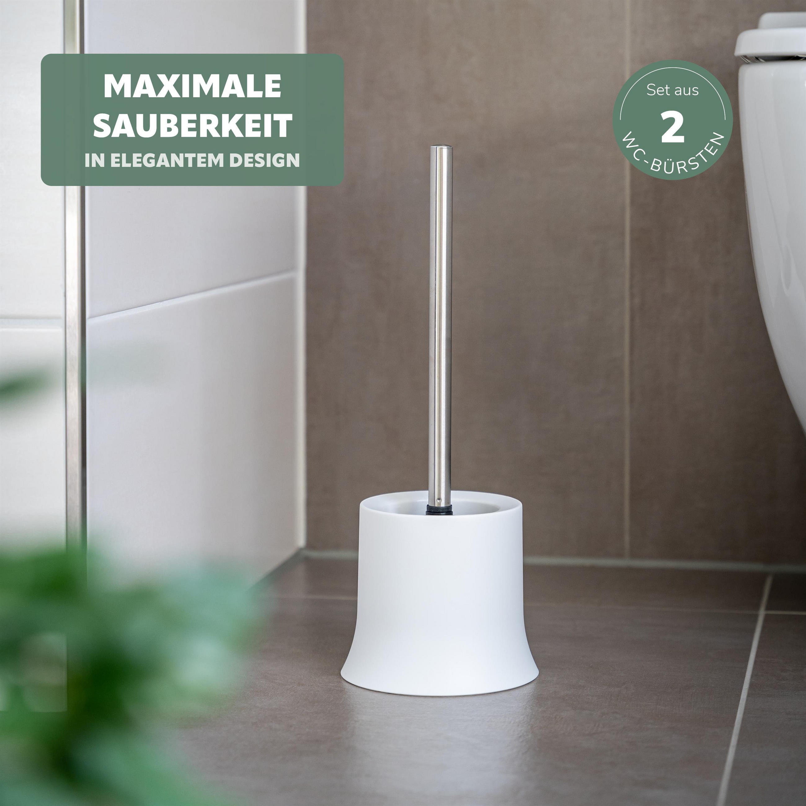 WC-BÜRSTE 2er Set, weiß - Weiß, Kunststoff (13.7/37.5/13.7cm) - bremermann