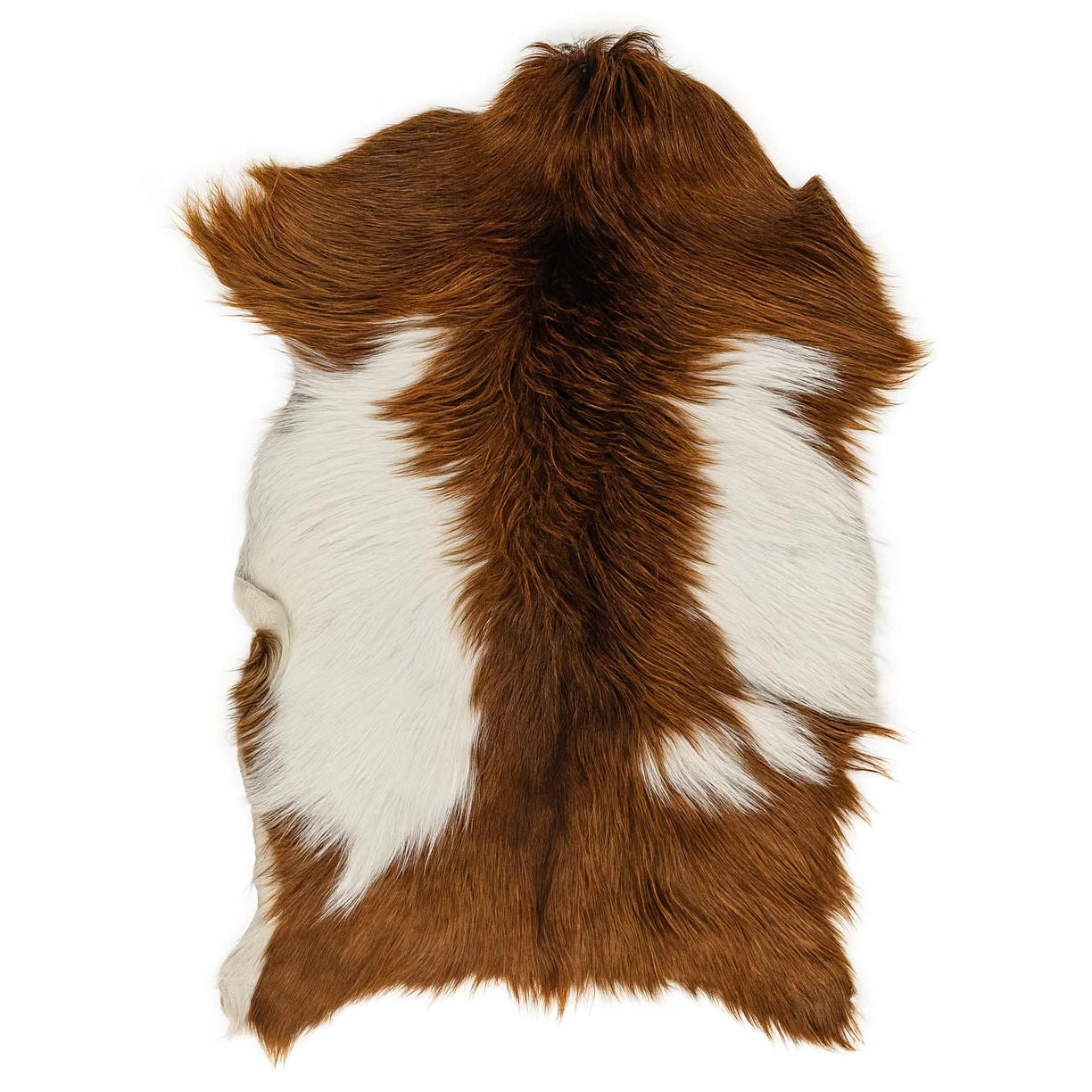 FELL Ziegenfell Braun-Weiß Naturfarben Teppich ca. 90 cm 2.Wahl - Braun/Weiß, Fell (50/90cm) - Provellus
