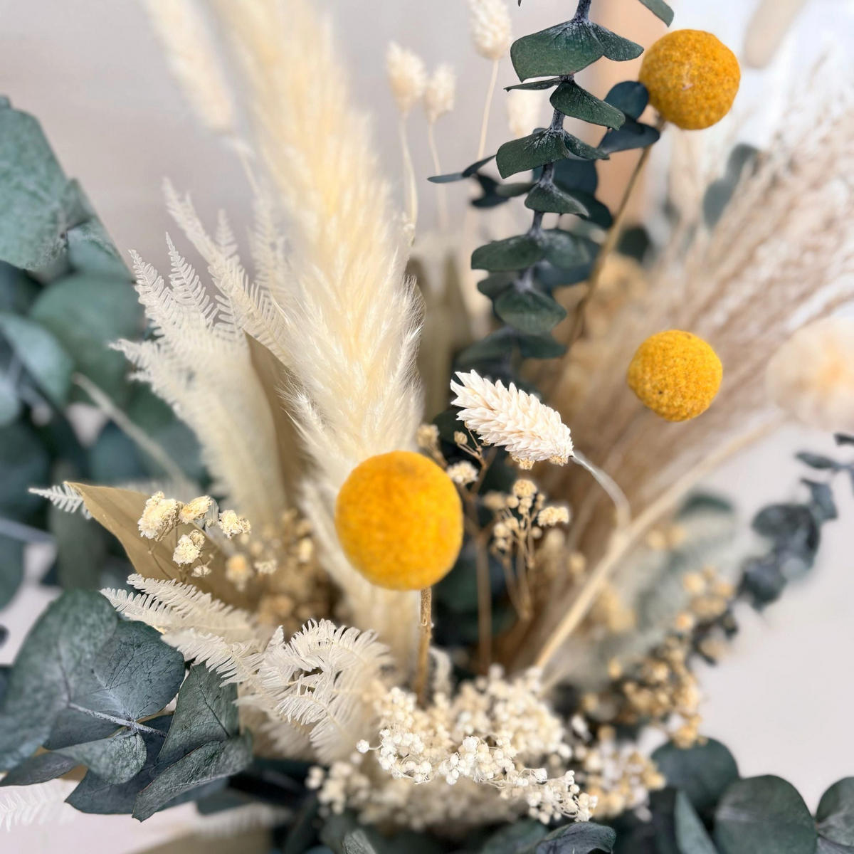 NATURE - Trockenblumenstrauß in Harmonie I grün-weiß - beige / 60 cm - Beige, Naturmaterialien (60cm) - Lykke & You