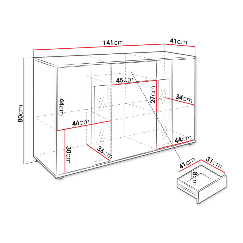 Thumbnail - Mirjan24 Kommode, Nussbaum, Holzwerkstoff, 1 Schubladen, Rechteckig, 141x80x41 cm, Wohnzimmer, Kommoden & Sideboards, Ko...