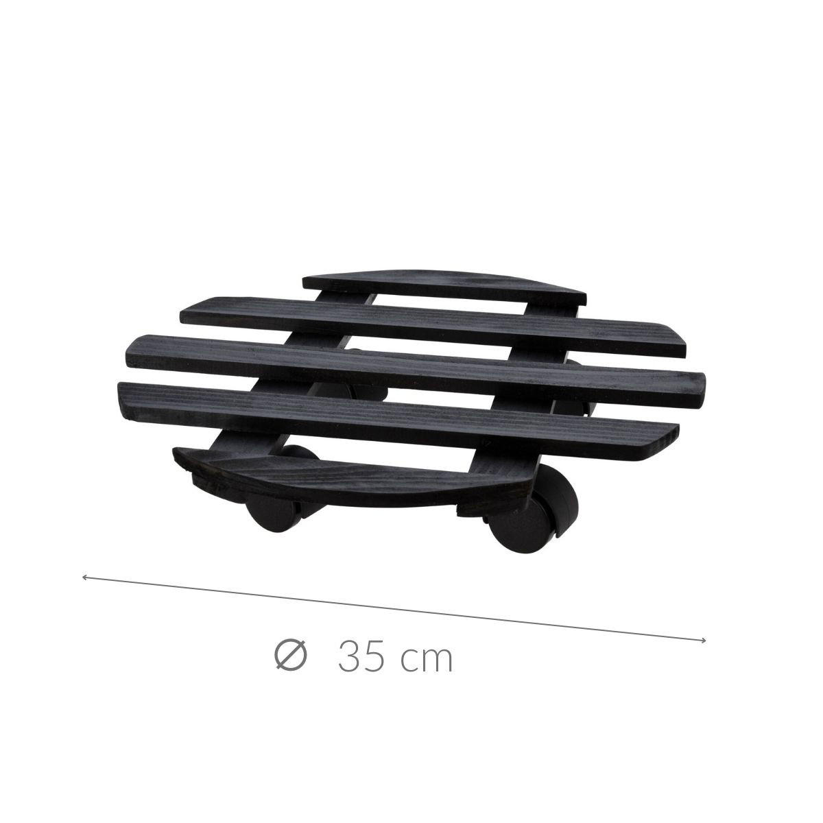 PFLANZENROLLER Ø 35 cm - Schwarz, Holz (6cm) - Mondex