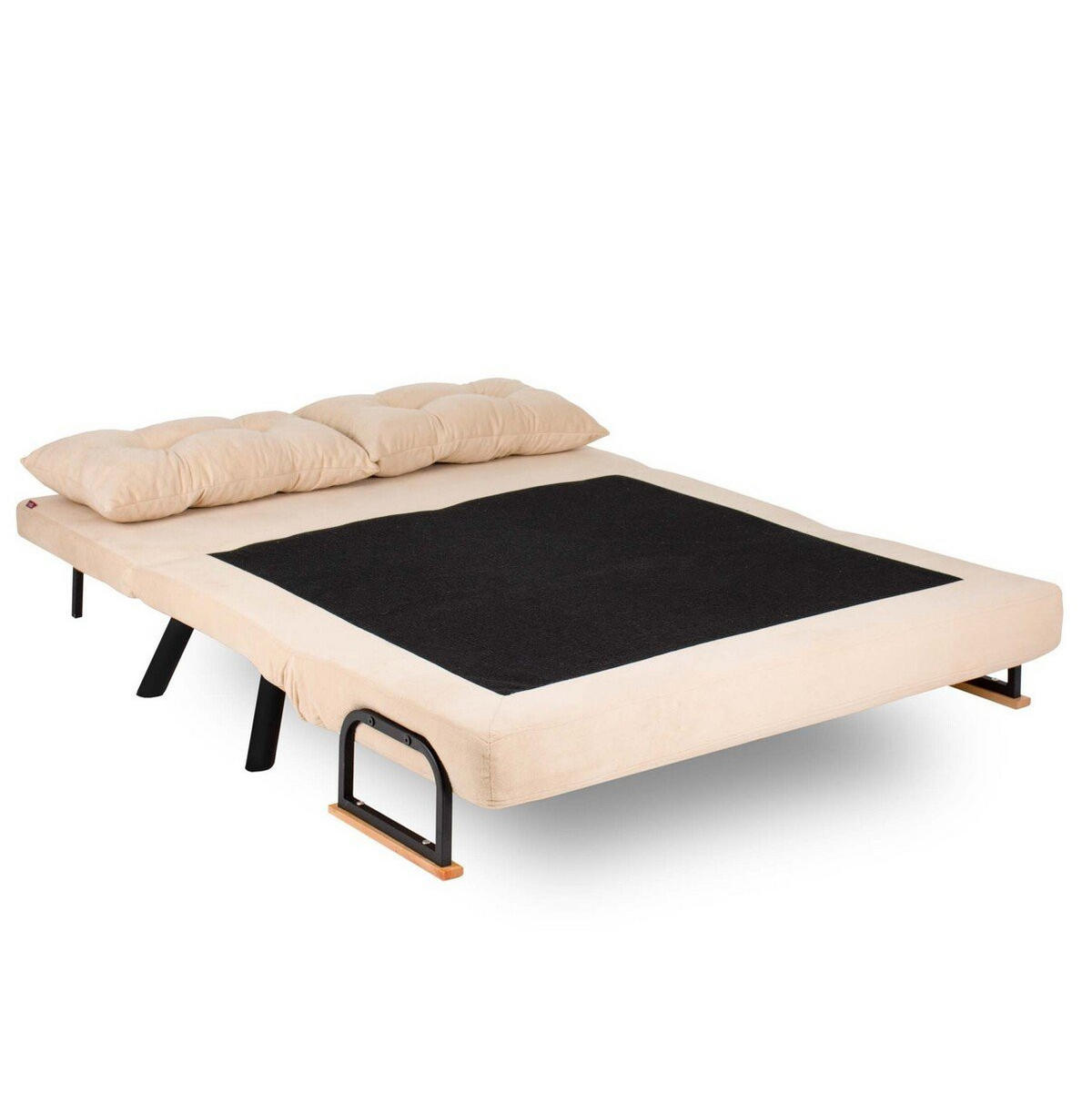 SCHLAFSOFA für 2 Personen mit Stoffbezug und Metallfüßen 133/50/41 cm - Beige, Metall (50/41/133cm) - Calicosy