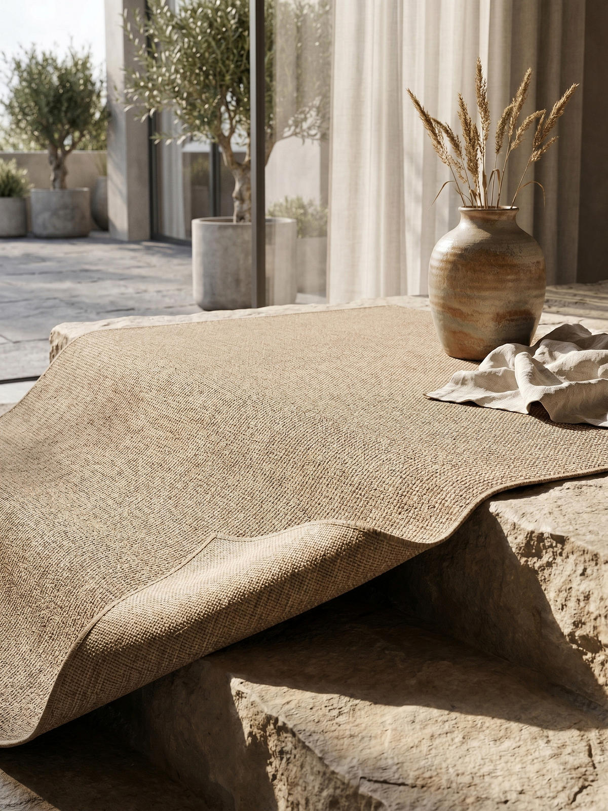TEPPICH Outdoor KASBERG in Beige, im Vintage-Stil, 280 x 370 cm - Beige, Textil (370/280cm) - KADIMA DESIGN