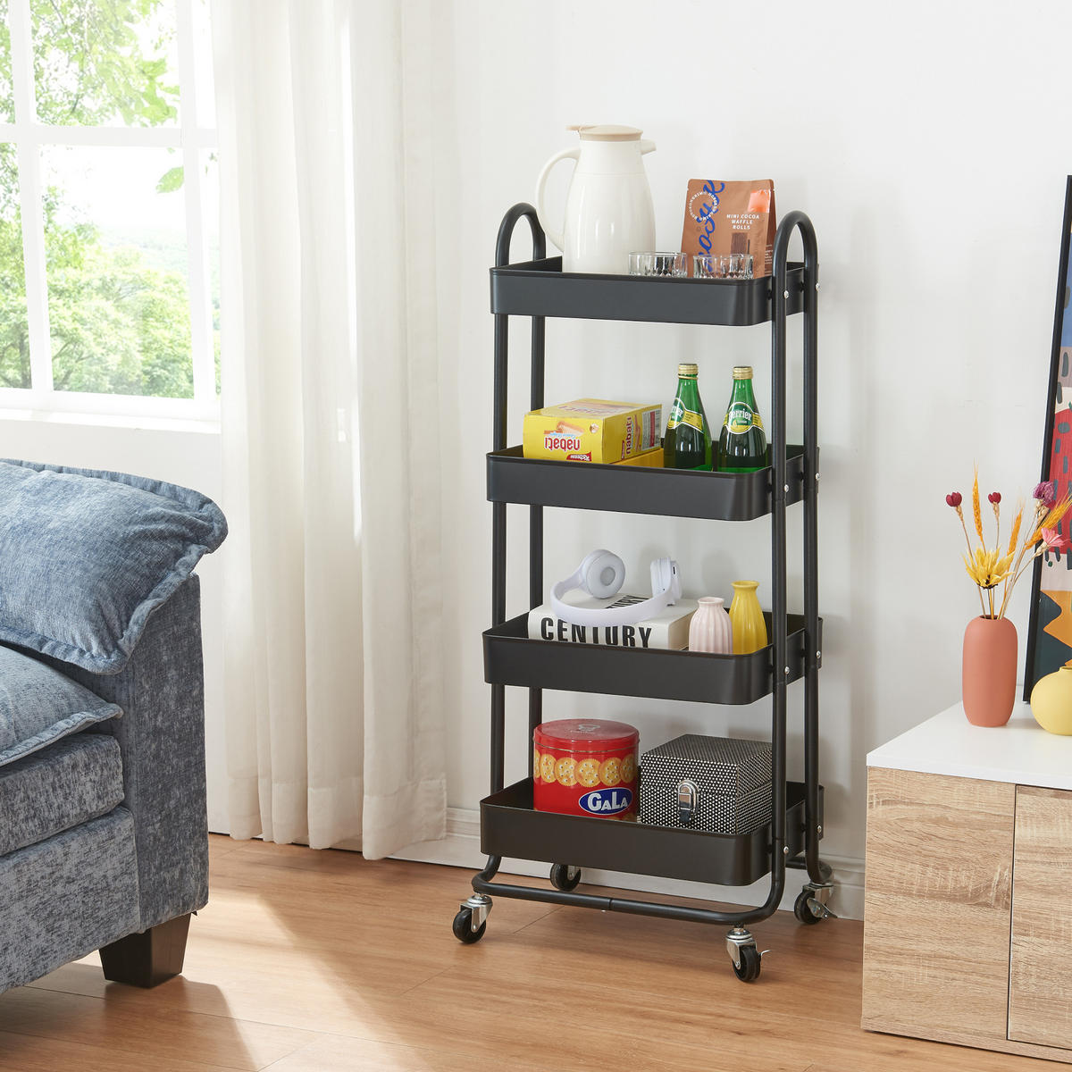 SERVIERWAGEN Pyhäntä - Schwarz, Metall (46/103.5/35cm) - [en.casa]
