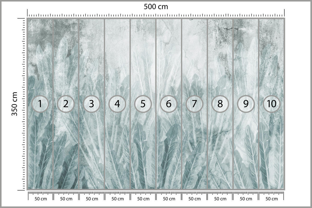 FOTOTAPETE für Schlafzimmer Beton Bananenblätter Retro Grau Abstrakt Pflanzen Vintage 500x350 - Grau, Papier (500/350cm) - Muralo