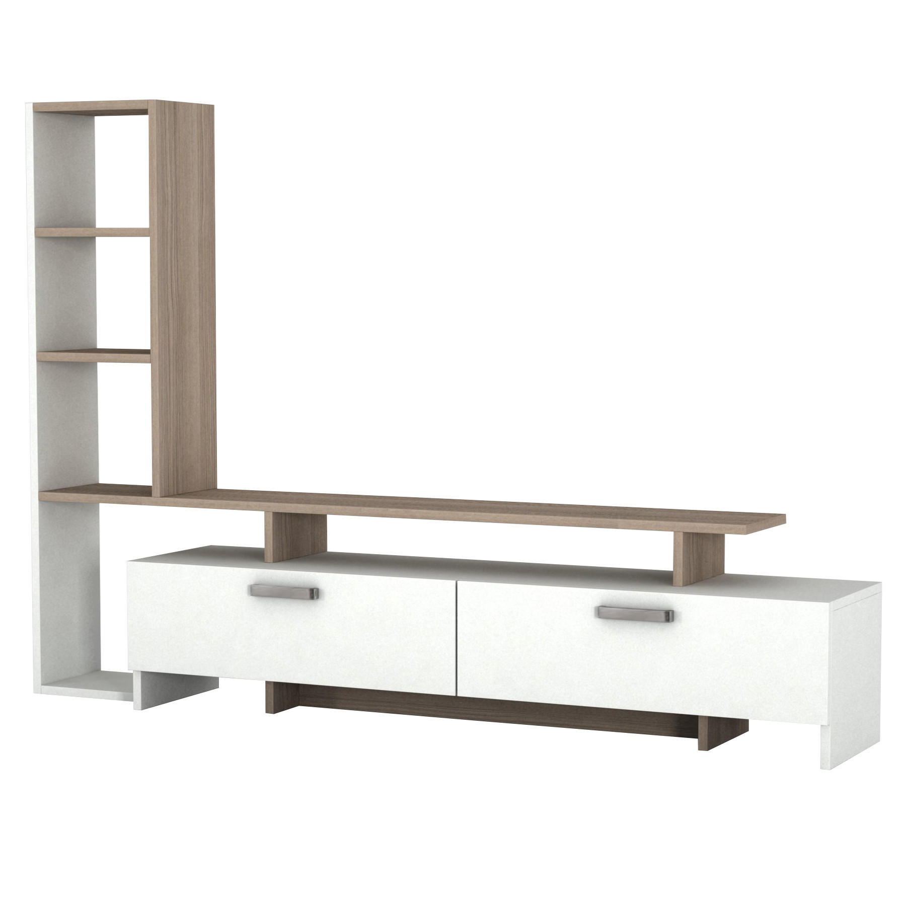 WOHNWAND Simal Weiß Cordoba - Beige/Silberfarben, Holzwerkstoff (168.2/120/29cm) - moebel17