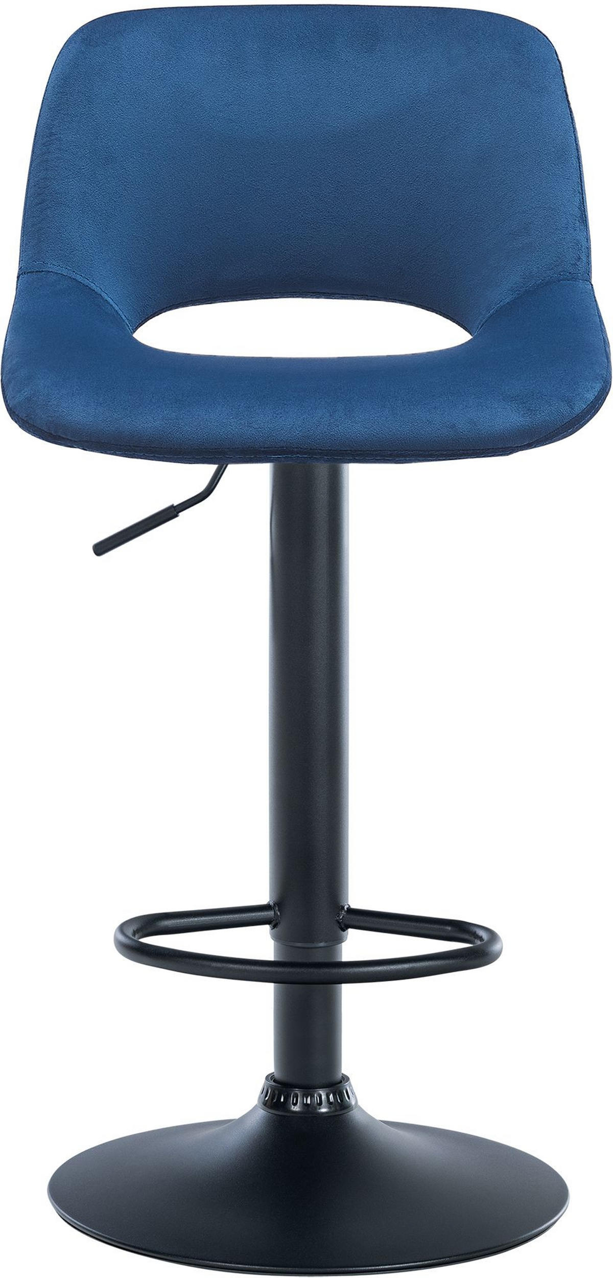 BARHOCKER JAKSON Blau Samt Schwarz - Blau, Textil/Metall (42/86/46cm) - DELUKE