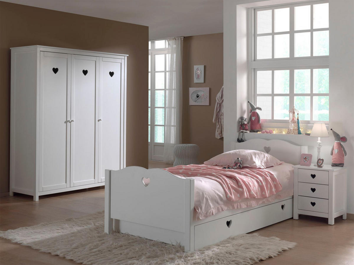 KINDERZIMMER Kamila 9 weiß aus MDF mit Bett, Schrank und Nachtkonsole - Weiß Hochglanz, Holzwerkstoff (380/80/180cm) - 58aufmkessel