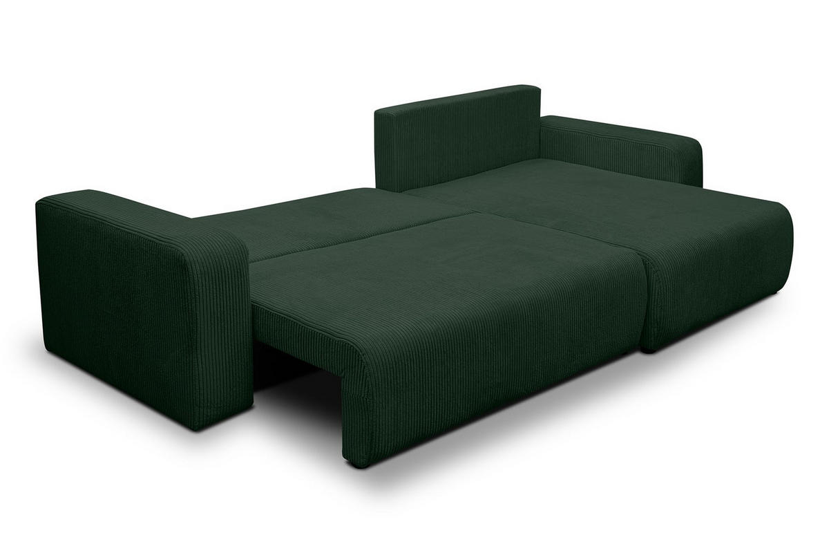 ECKSOFA Luna XL mit Schlaffunktion und Bettkasten Cord-Stoff (Grün) - Grün, Textil (274/142cm) - VENASI MÖBEL