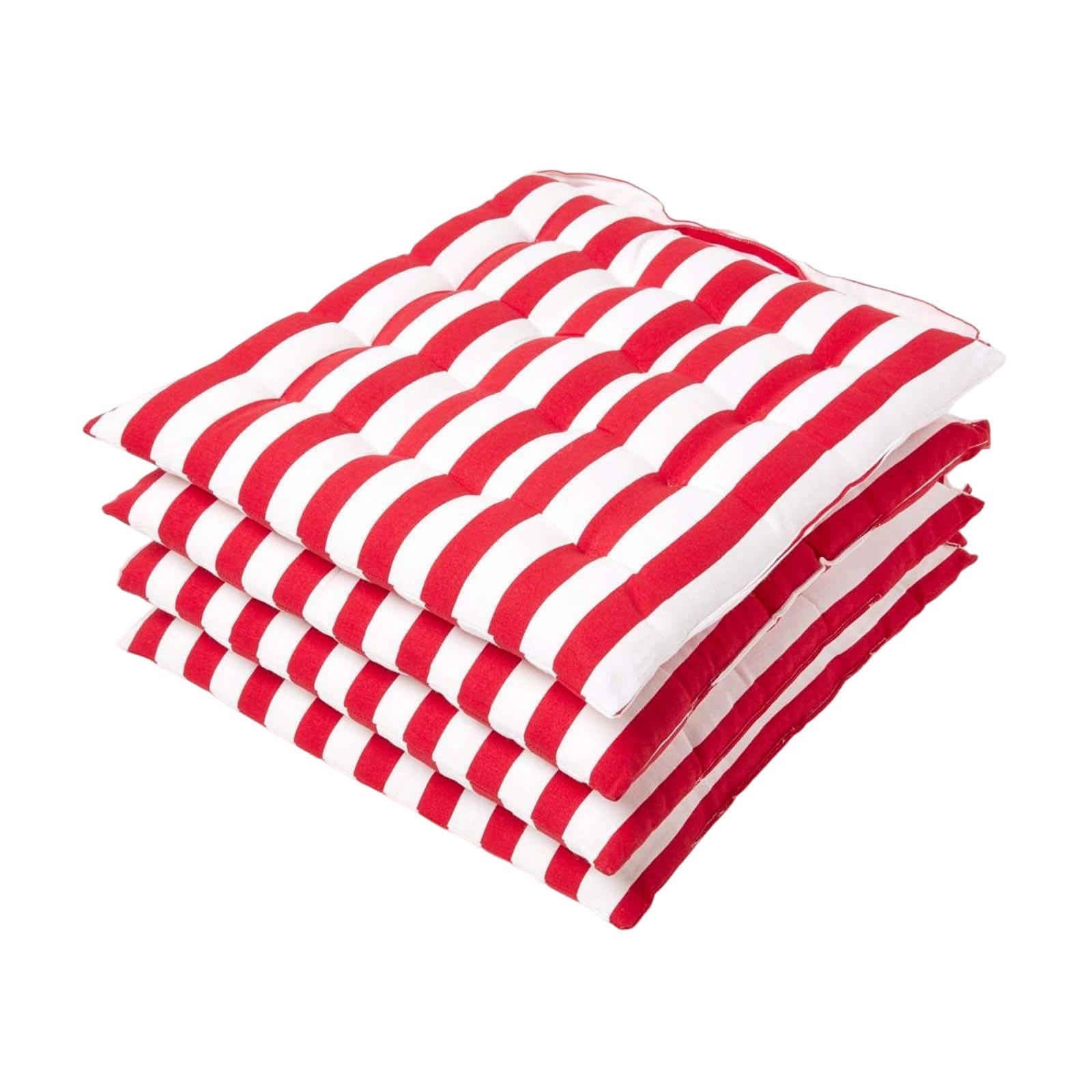 STUHLKISSEN 4er-Set, 40/40/5 cm rot-weiß gestreift - Rot, Textil (40/40/5cm) - Homescapes