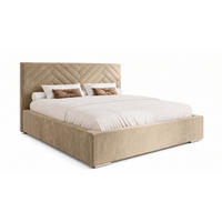 POLSTERBETT 200x200 cm AURA, Doppelbett mit Bettkasten und Lattenrost aus Holz, Velourstoff: Creme - Creme, Holz/Kunststoff (200/200cm) - Marpur