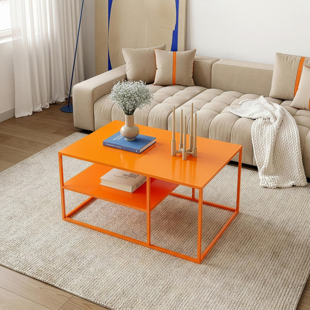 COUCHTISCH Solund 45/90/60 cm - Orange, Metall (60/90/45cm) - [en.casa]