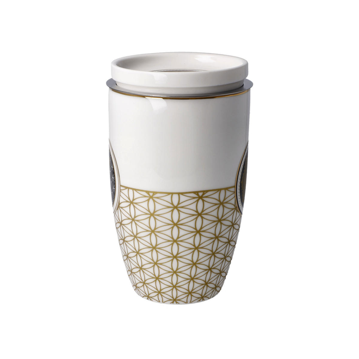 TEETASSE Blume des Lebens Weiß, Fine Bone China, Bunt, 450 ml - Multicolor, Keramik (0.45L) - Goebel