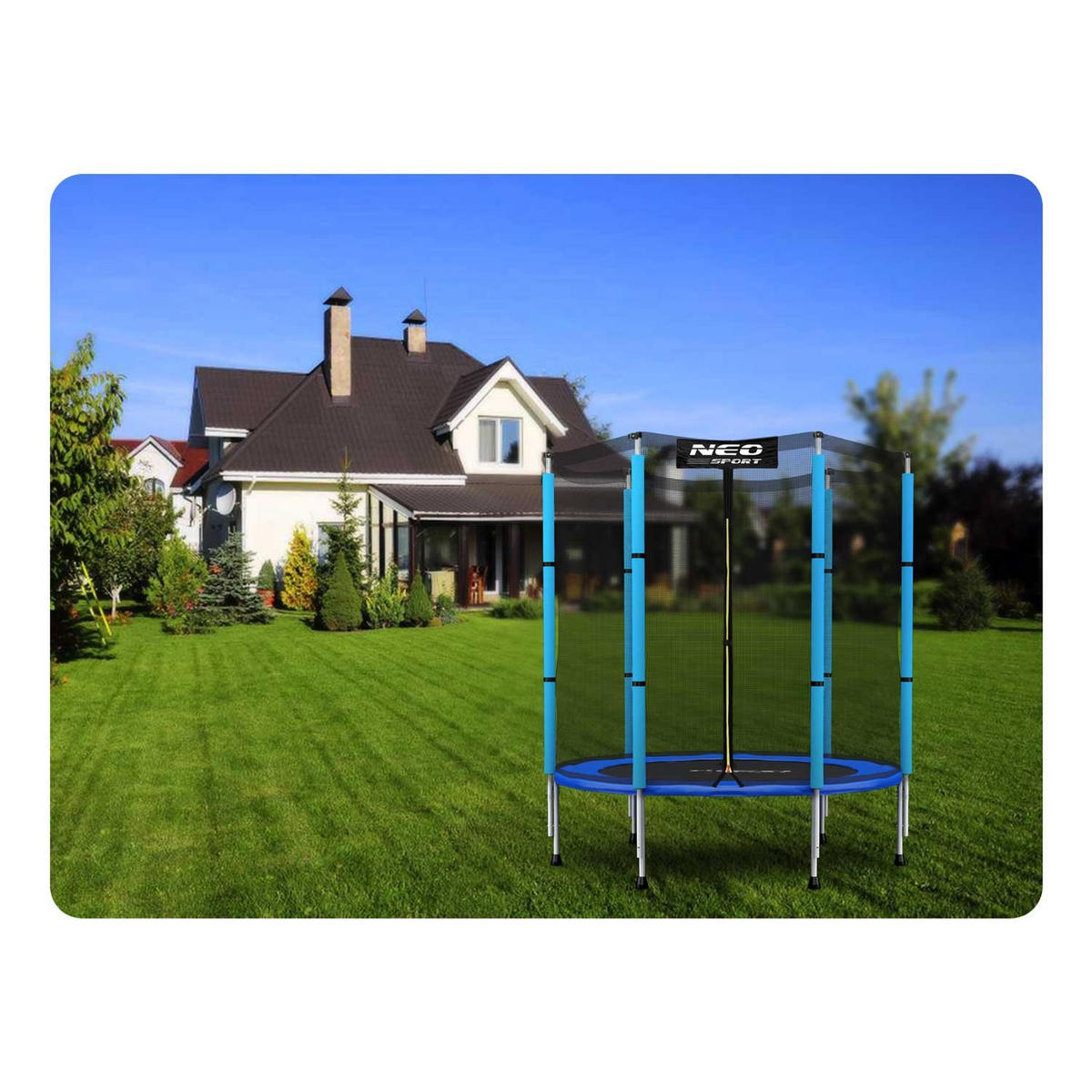 GARTENTRAMPOLIN für Kinder 140 cm 4,5 ft - Blau, Metall (140/140cm)