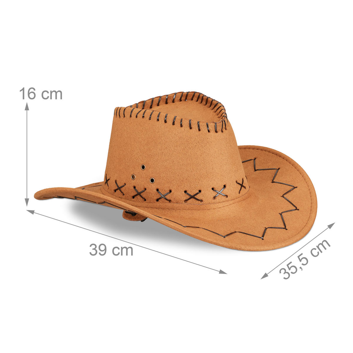 COWBOYHUT - Hellbraun, Textil (35.5/16/39cm) - Relaxdays