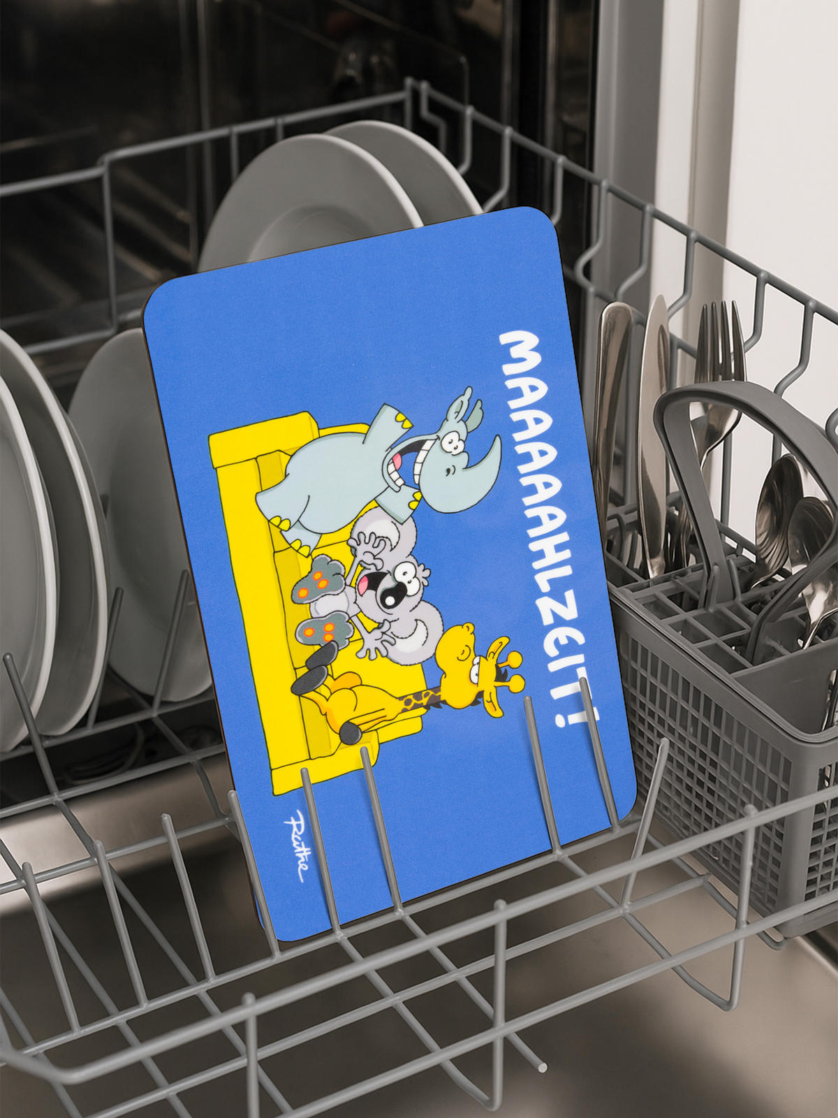 BRETTCHEN Ralph Ruthe Maaaaaahlzeit! Blau 14,5 x 23,5 cm - Multicolor, Kunststoff (14.5/23.5cm) - United Labels