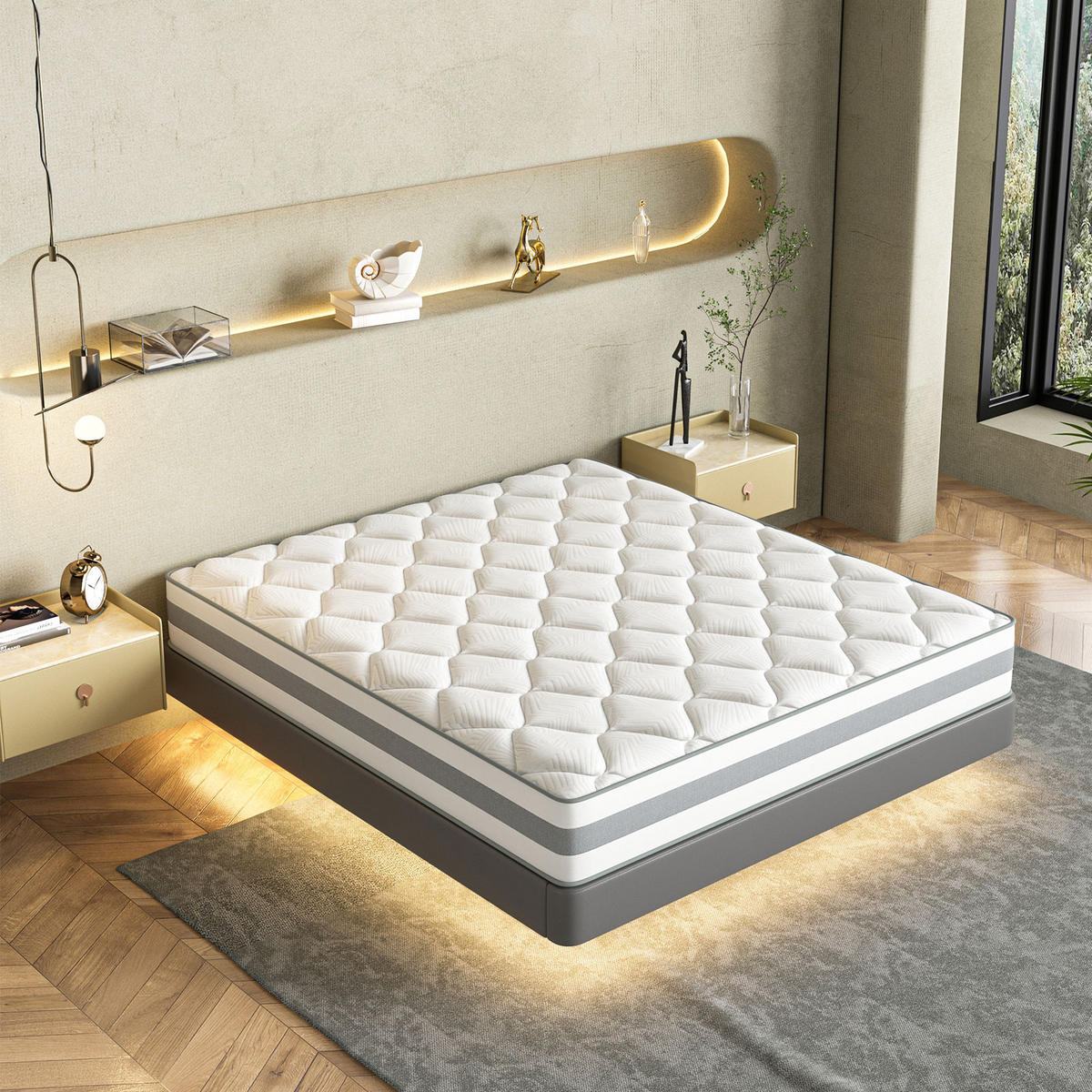 TASCHENFEDERKERNMATRATZE Höhe 25 cm 90×200cm - Weiß, Textil/Metall (90/200cm) - HOMAVO