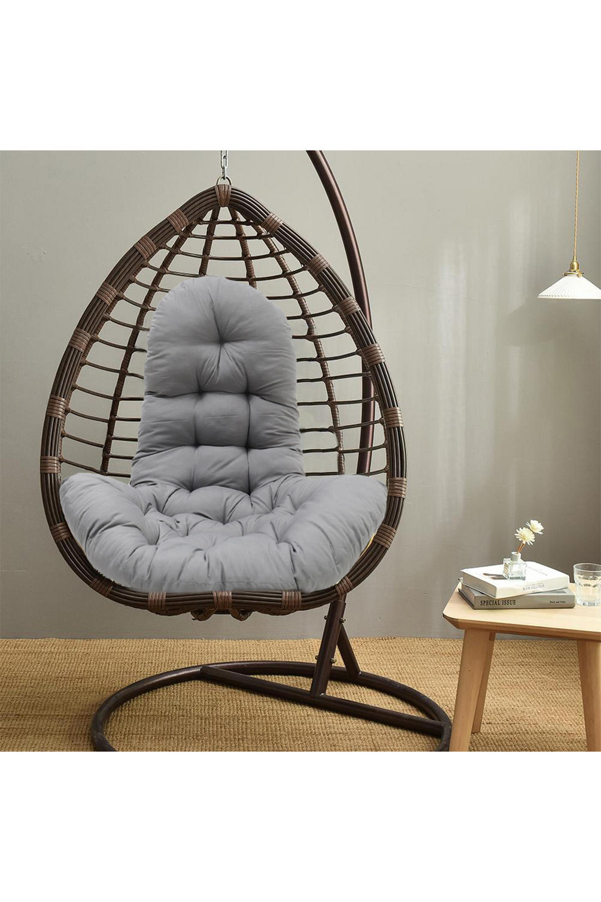 HÄNGESESSEL-KISSEN aus Polyester Baumwolle in Schwarz mit dicker Polsterung 95 * 55 cm - Grau, Textil (55/95cm) - Livingandhome