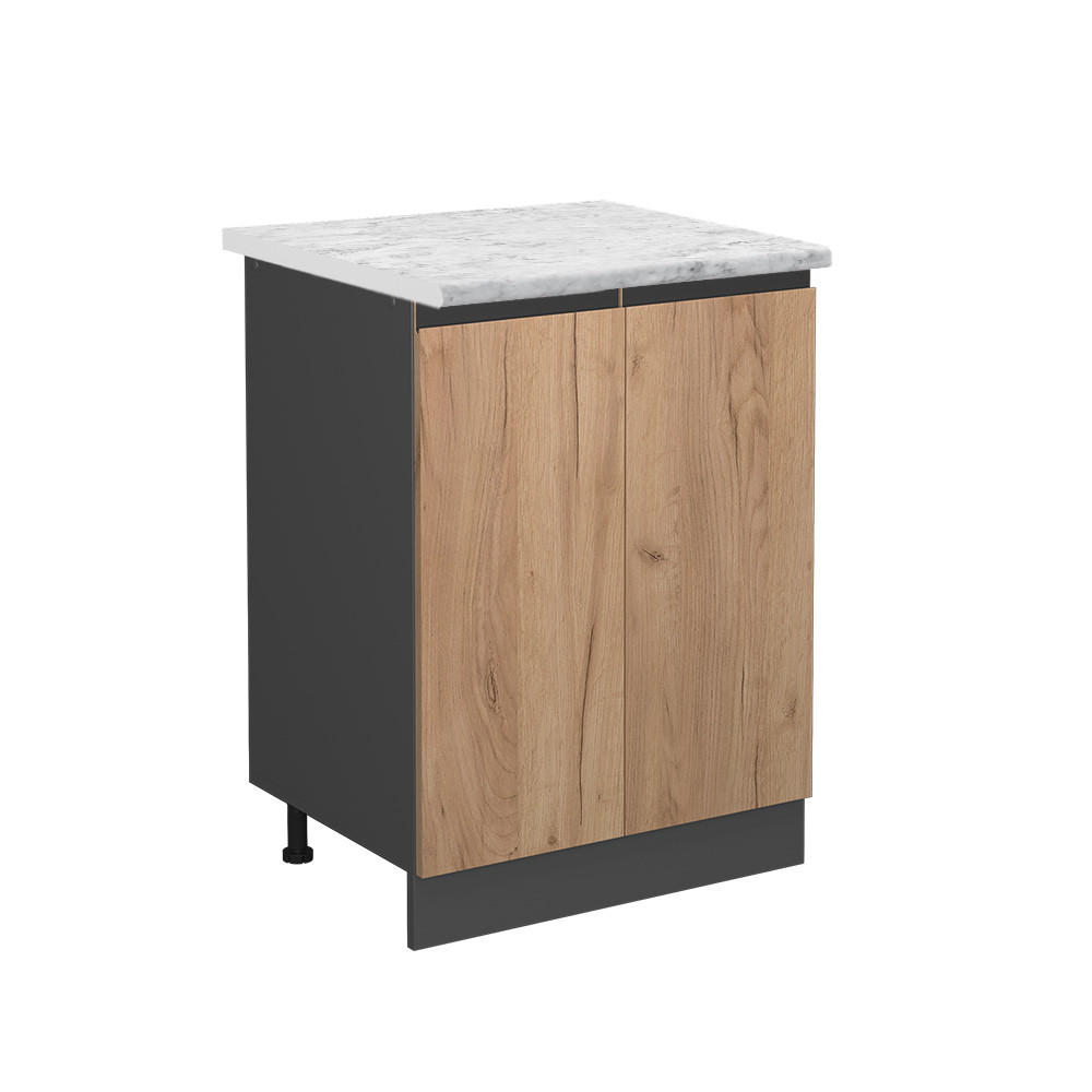 KÖKSUNDERSKÅP R-Line Goldkraft ek 60 cm AP marmor Honungsek, Antracit 81.6/60/60 cm