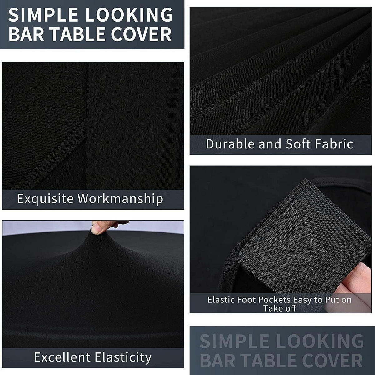 STEHTISCHHUSSE 3er Set Schwarz 60 cm - Schwarz, Textil (60/60cm)