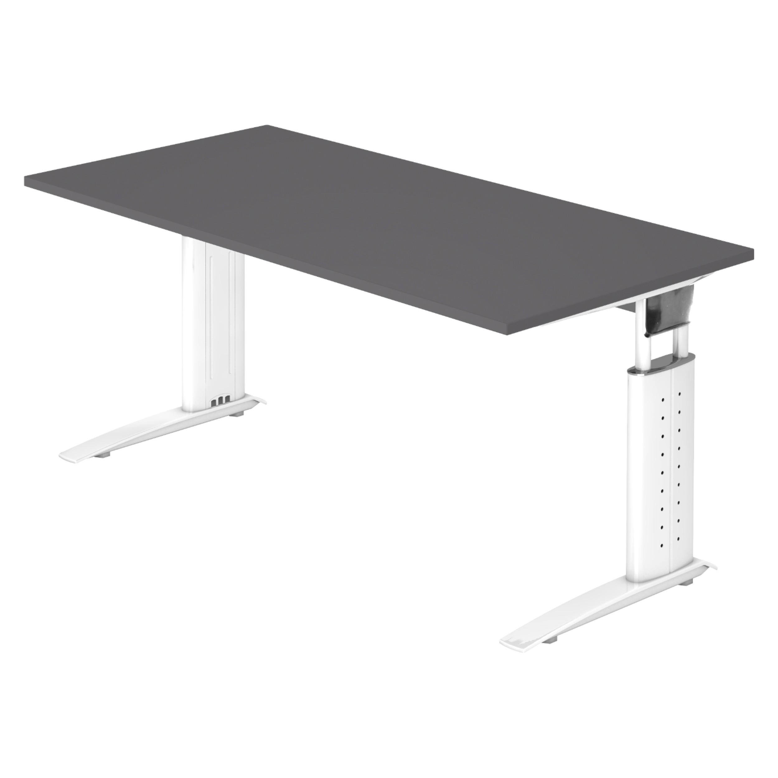 SCHREIBTISCH Serie-U 80/160/74 cm in Graphitfarben/Weiß - Graphitfarben/Weiß, Holzwerkstoff (80/160/74cm) - bümö