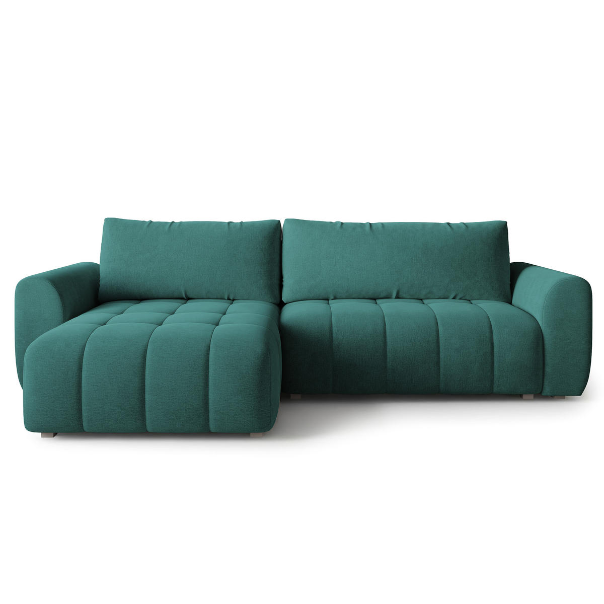 ECKSOFA MODARO CL Blau Samtstoff mit Schlaffunktion - Blau, Holzwerkstoff/Textil (285/148cm) - MASSENO