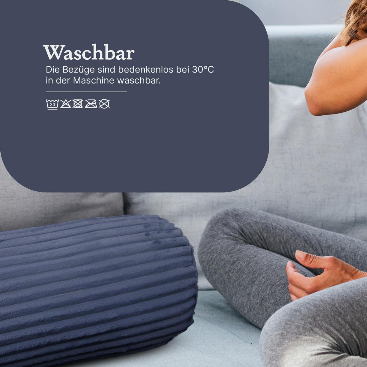 DEKOKISSEN Cord 20x70 cm Mitternachtsblau - Blau, Textil (20/70cm) - Bestlivings