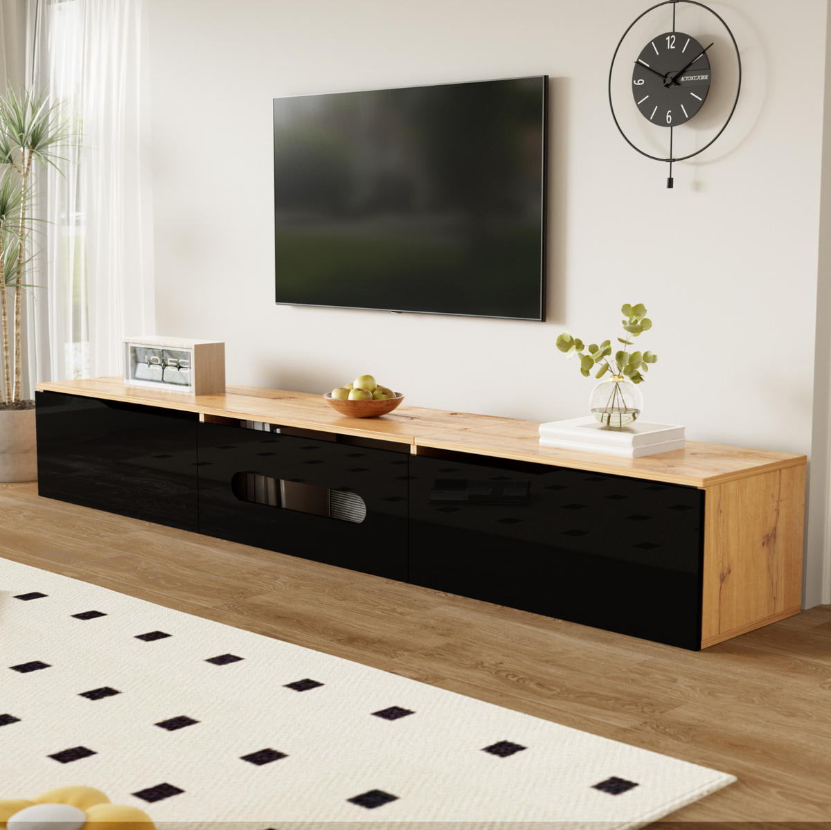 TV-ELEMENT mit LED-Beleuchtung 180 cm Schwarz Holzoptik - Braun, Holzwerkstoff (35/30/180cm) - Beauniv