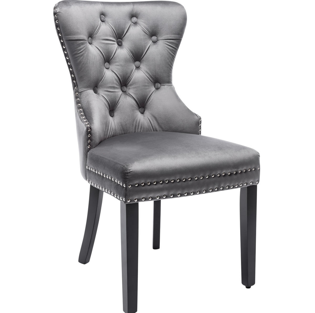 ESSZIMMERSTUHL 2er-Set Samt Grau mit Massivholzbeinen - Grau, Metall (51/97/47cm) - Meubliv