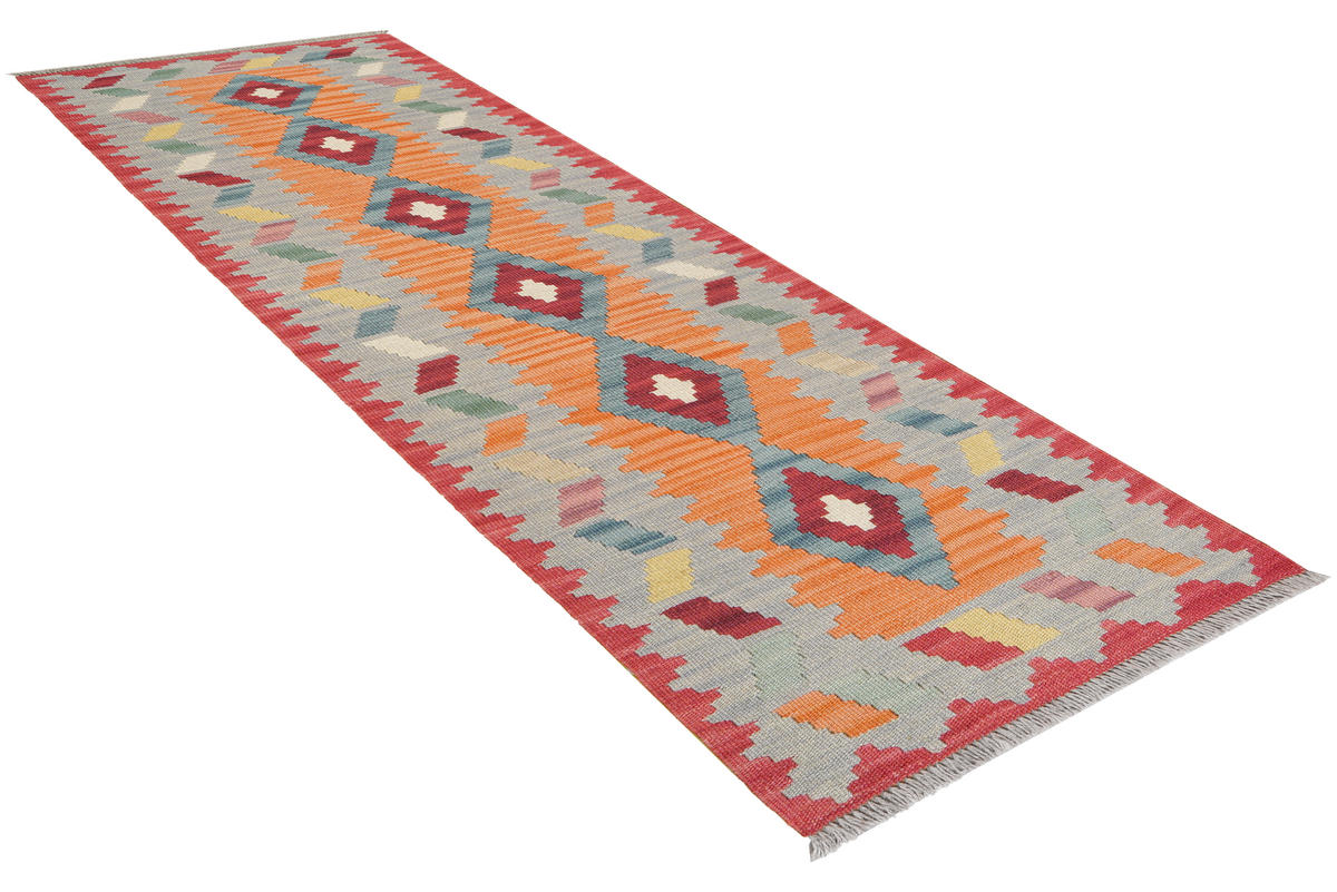 HANDWEBTEPPICH Kelim Gashgai Orange 200/56 cm Schurwolle - Orange, Textil (56/200cm) - Looma