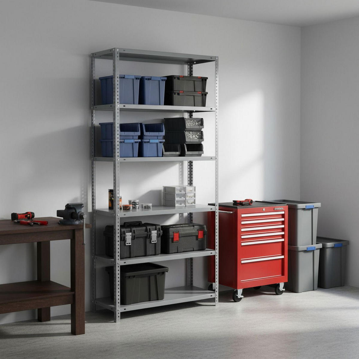 SCHRAUBREGAL PANDA TALL | HxBxT 200x80x30cm | 6 Fachböden | Fachlast 100kg | Verzinkt - Silberfarben, Metall (80/200/30cm) - PROREGAL