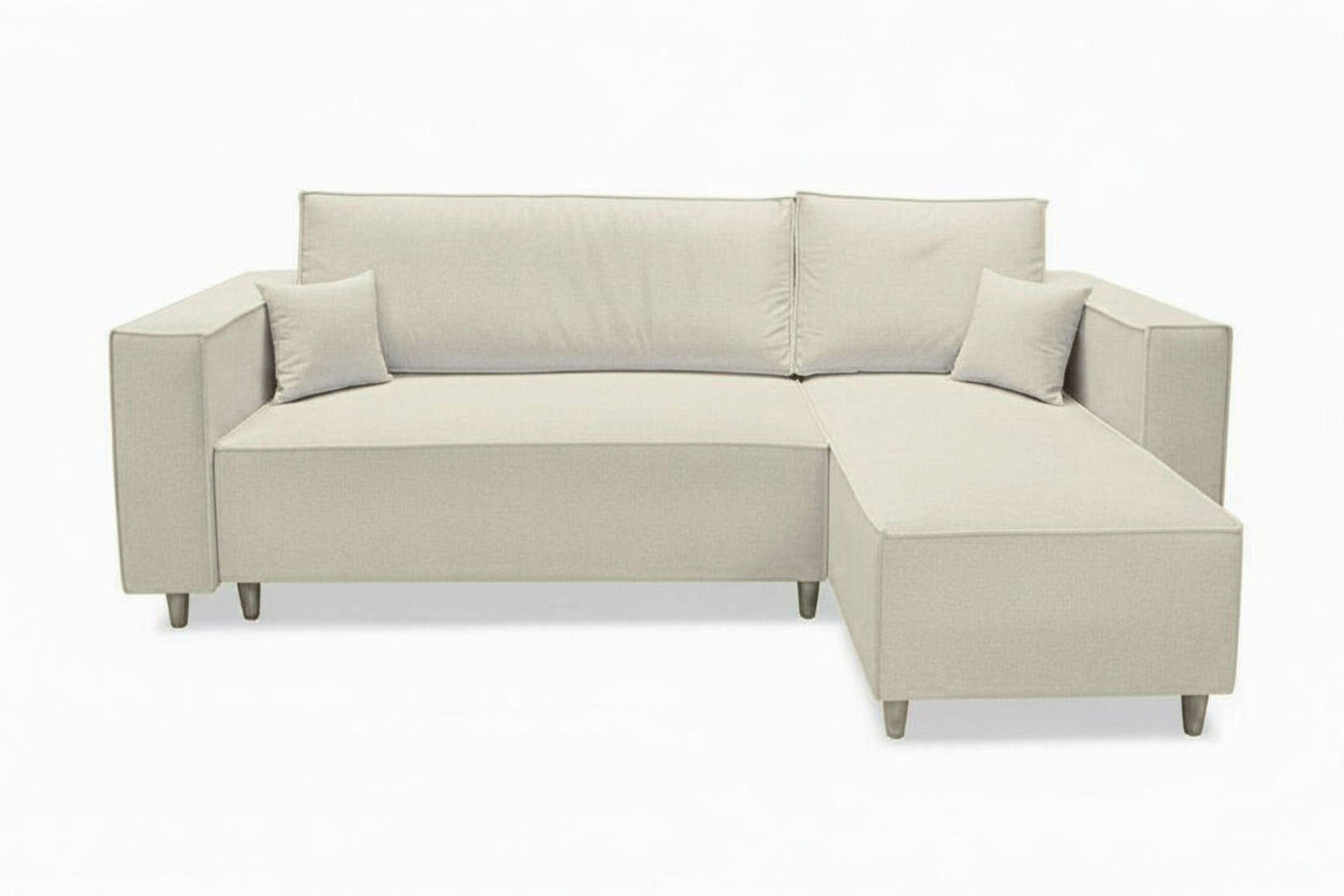 ECKSOFA RIO mit Schlaffunktion und Bettkasten, Farbe: Creme, Velourstoff, Ottomane Universal - Creme, Textil (249/142cm) - Marpur