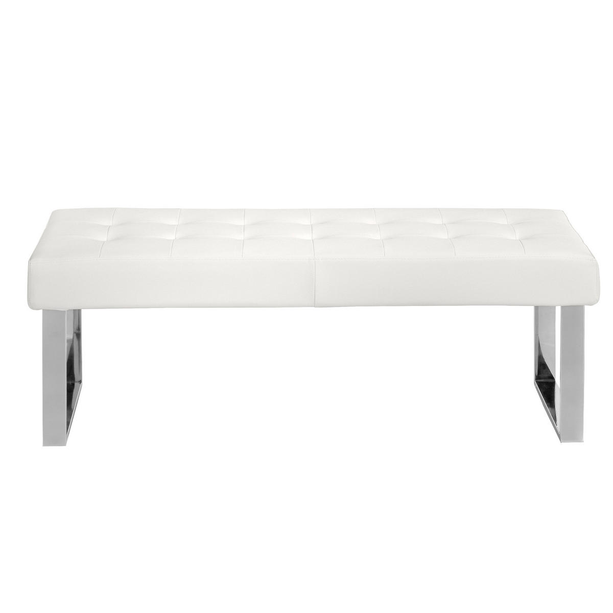 SITZBANK Rechteckig Weiß Stahl 120/45/42 cm - Edelstahlfarben/Weiß, Leder (120/42/45cm) - ANGEL CERDA