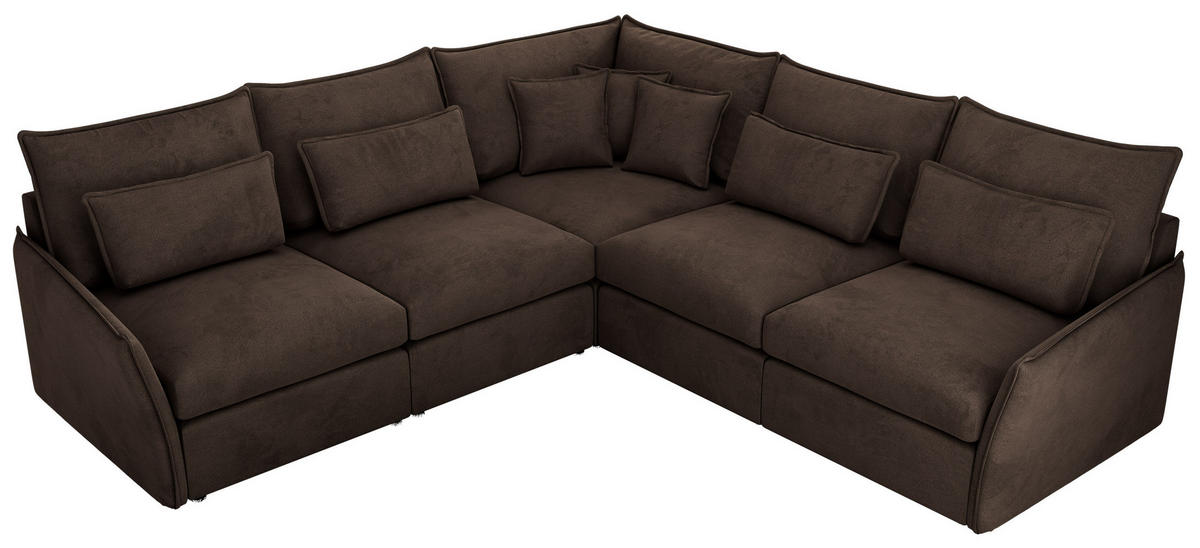 ECKSOFA VERSO L Braun Velvet - Schwarz/Braun, Kunststoff/Textil (270/270cm) - MKS
