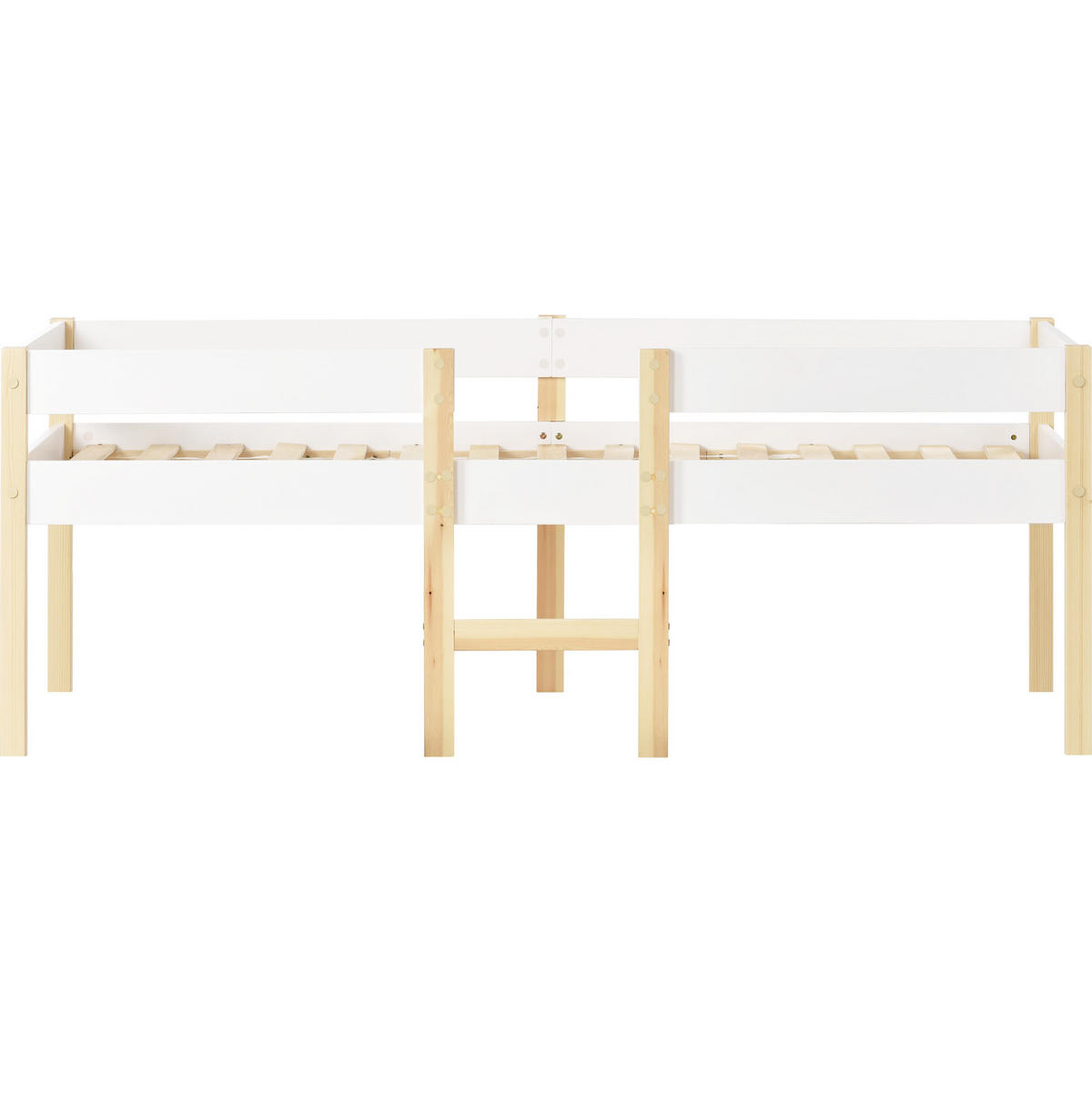 KINDERBETT 90/200 cm mit Rausfallschutz und Leiter im skandinavischen Stil, Weiß - Weiß, Holzwerkstoff (90/200cm) - Redom